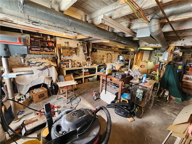 interior space featuring a workshop area