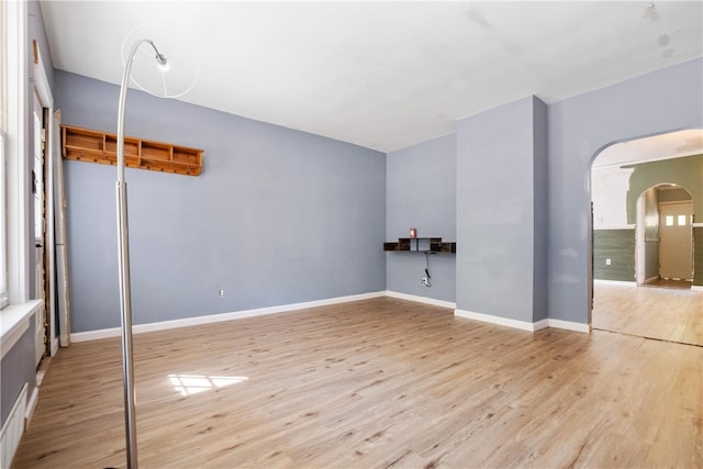 unfurnished living room featuring light hardwood / wood-style flooring