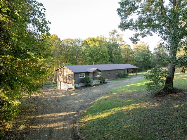 view of front of home with a front yard