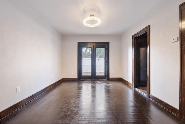 interior space featuring french doors and dark wood-type flooring