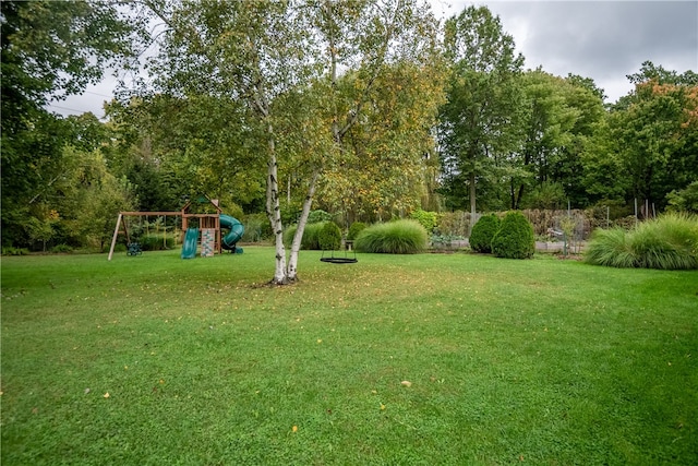 view of yard with a playground