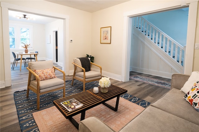 living room featuring wood-type flooring