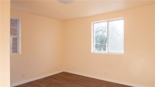 spare room with wood-type flooring