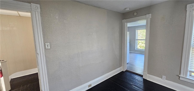 doorway with dark hardwood / wood-style floors