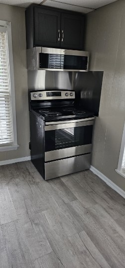 kitchen featuring light wood-type flooring and appliances with stainless steel finishes