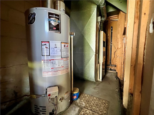 utility room with water heater