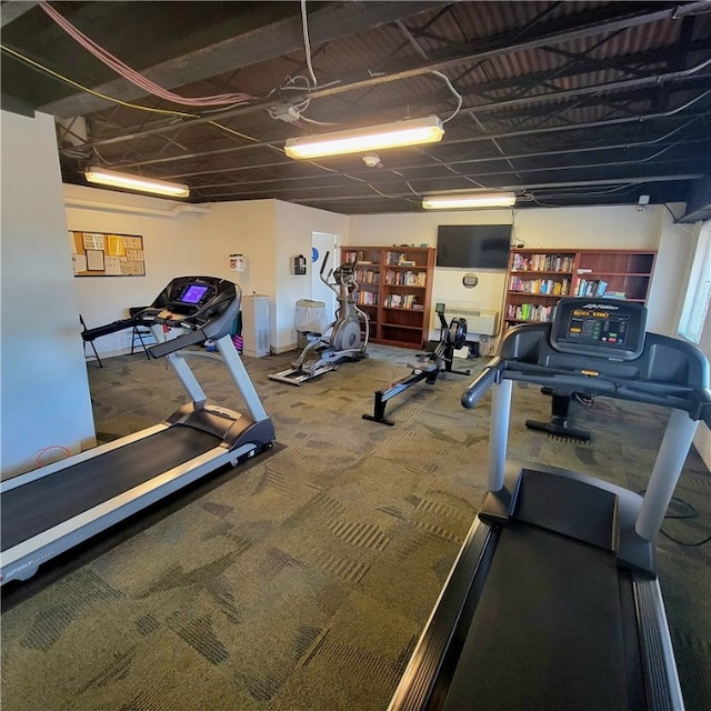 gym featuring carpet