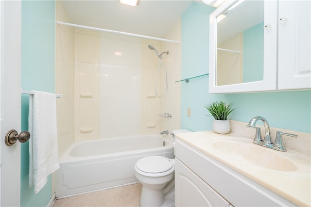 full bathroom with tile patterned floors, vanity, toilet, and shower / bathing tub combination