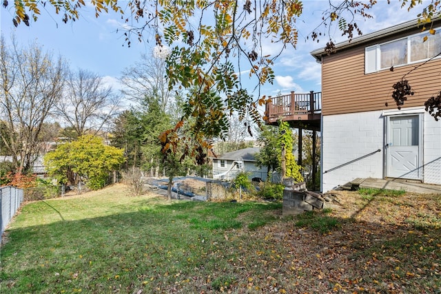 view of yard featuring a deck