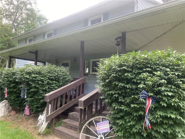 view of home's exterior with covered porch