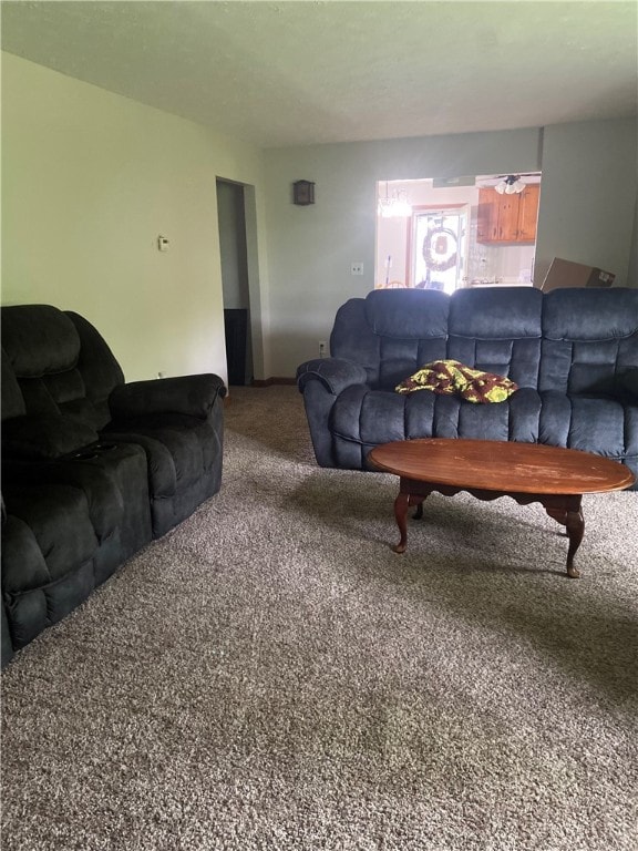 living room with carpet flooring