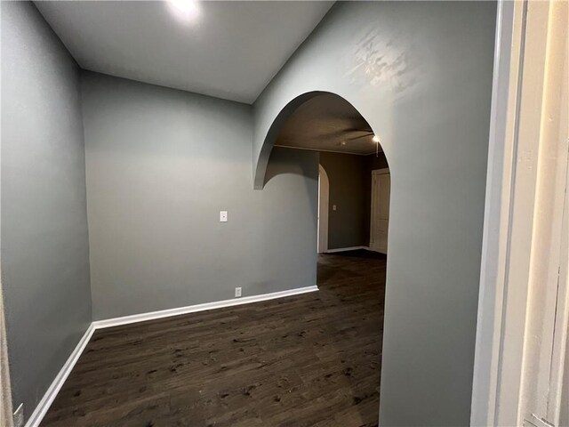 unfurnished room featuring dark wood-type flooring