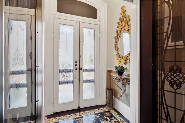 doorway to outside featuring french doors