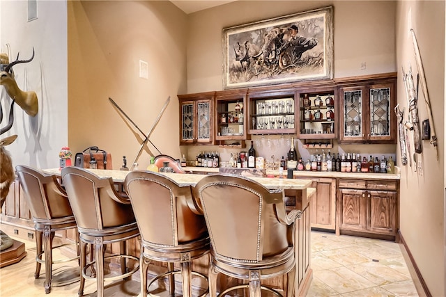 bar with light stone counters