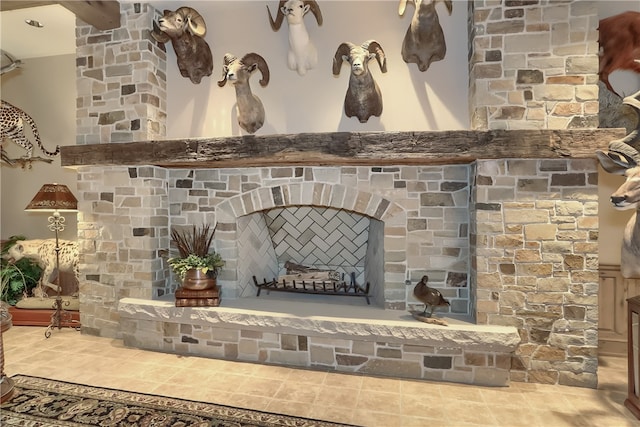 interior details with tile patterned flooring