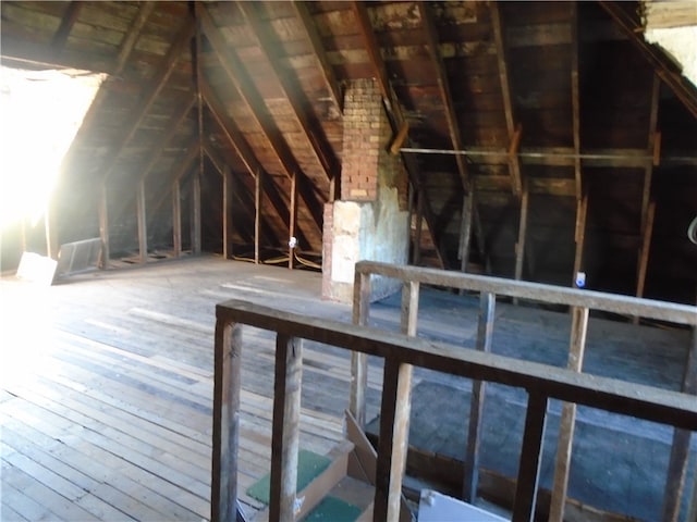 view of unfinished attic