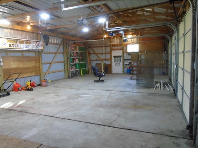 garage with a garage door opener