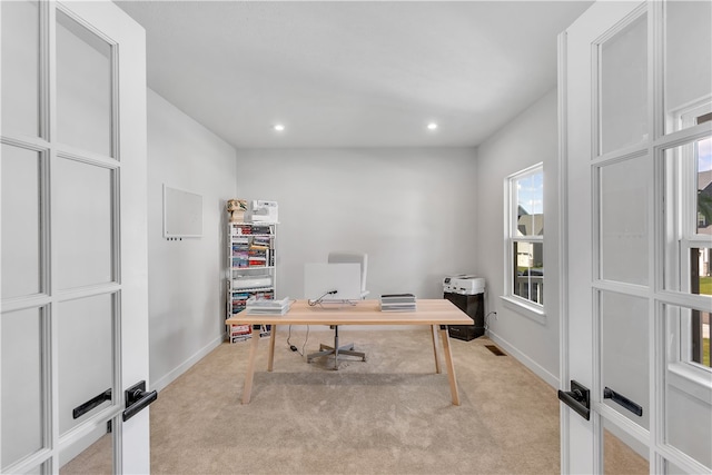 view of carpeted office