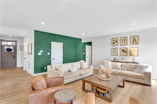 living room featuring light hardwood / wood-style flooring