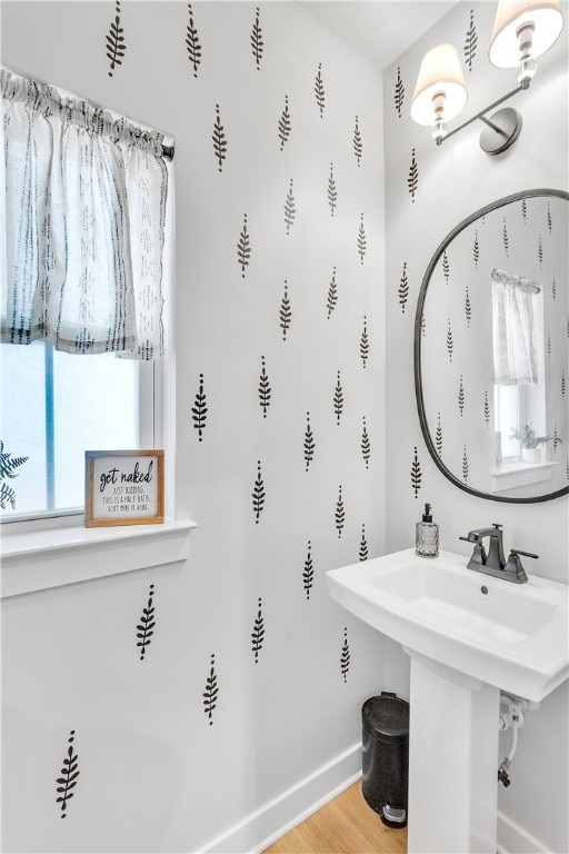 bathroom featuring hardwood / wood-style floors