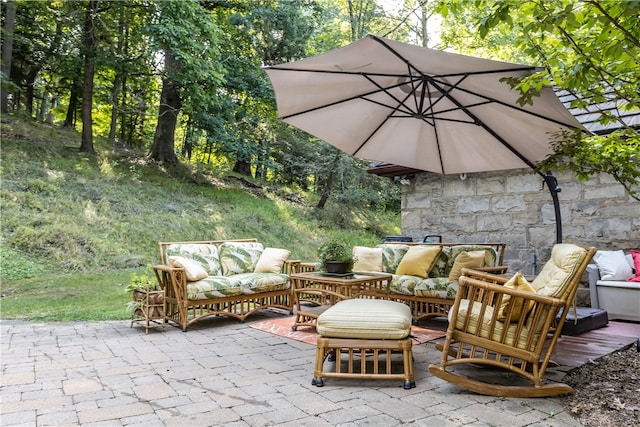 view of patio with an outdoor hangout area