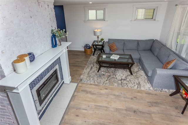 living room featuring wood-type flooring