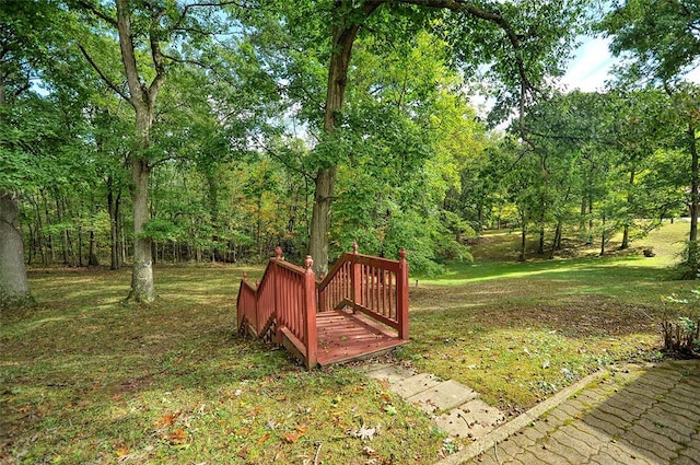 view of yard with a deck