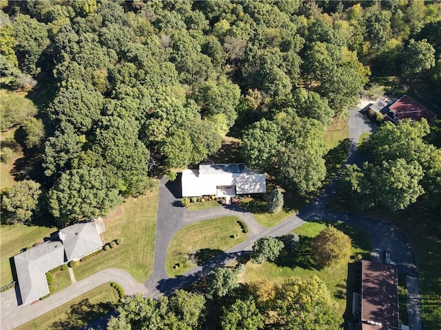 aerial view of property's location with a forest