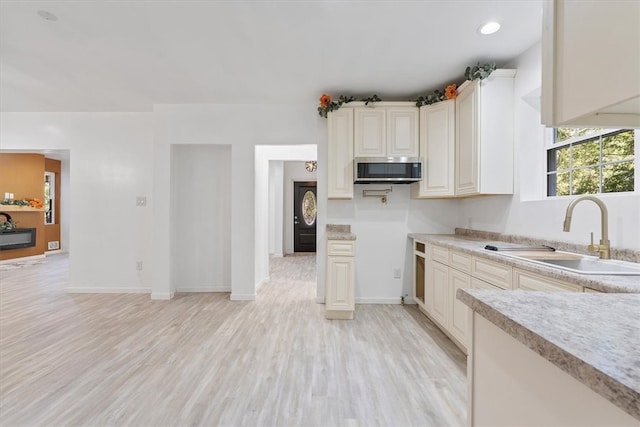 kitchen with light hardwood / wood-style flooring and sink