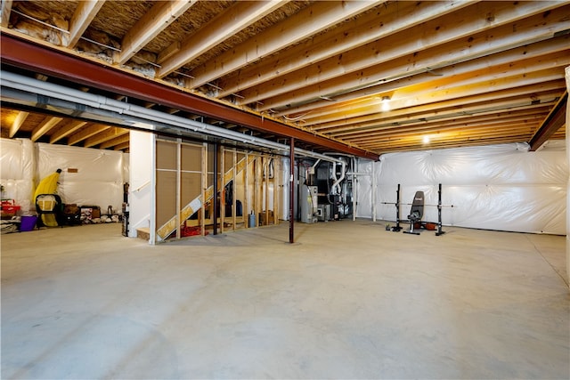 basement with gas water heater