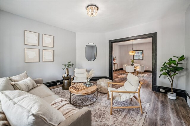 living room featuring hardwood / wood-style flooring