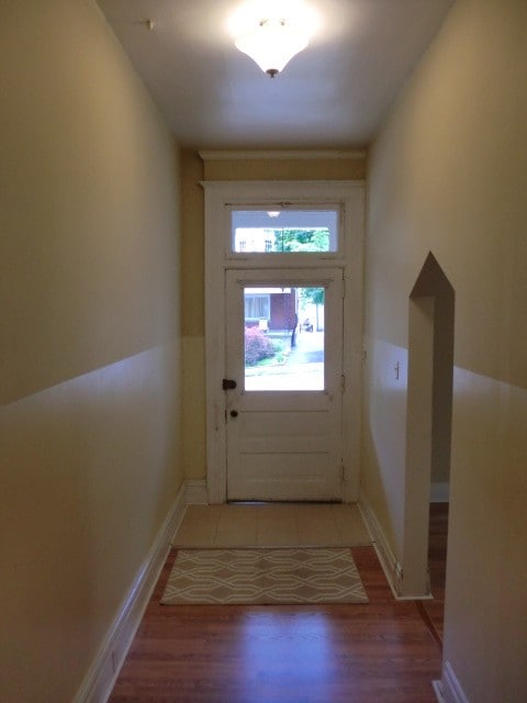 doorway featuring hardwood / wood-style floors