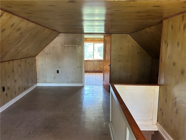 additional living space with vaulted ceiling and wooden ceiling