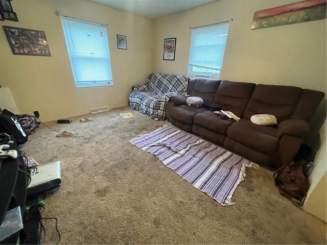 living room with carpet floors