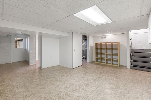 basement with a drop ceiling