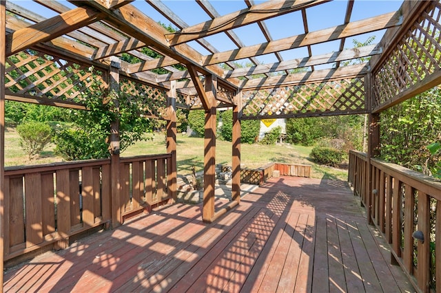 wooden terrace with a pergola