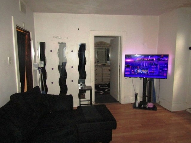 living room with hardwood / wood-style floors