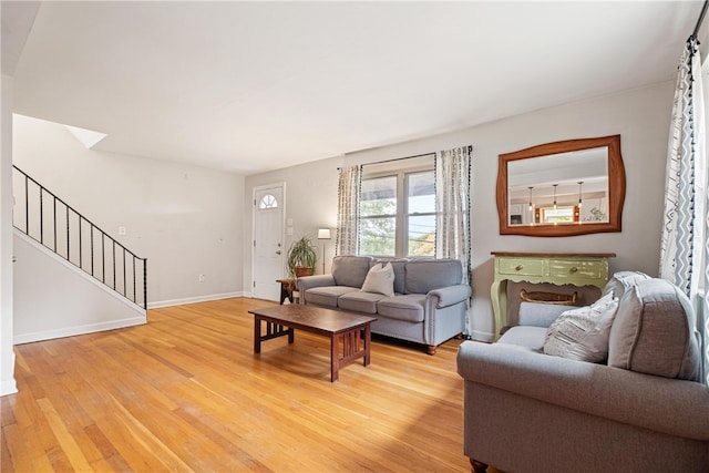 living room with hardwood / wood-style floors