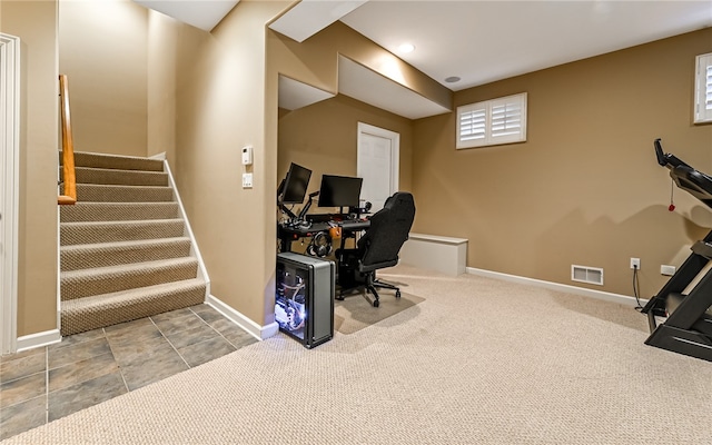 home office featuring carpet floors