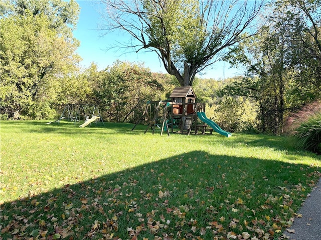 view of yard with a playground