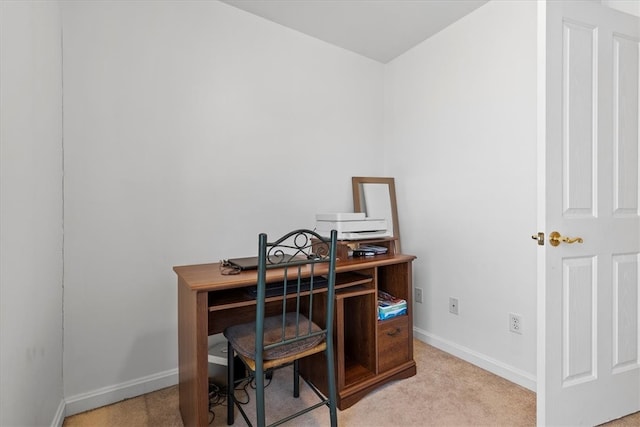 view of carpeted home office