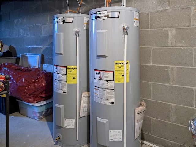 utility room with electric water heater