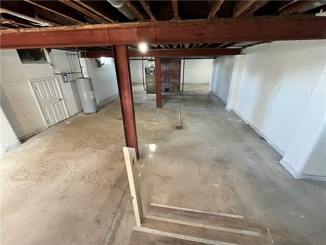 basement with water heater