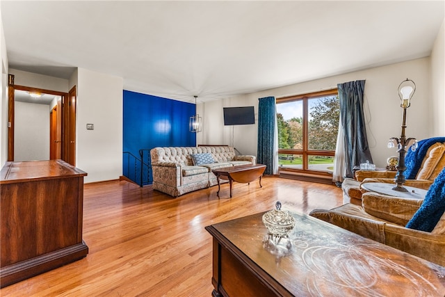 living room featuring light hardwood / wood-style flooring