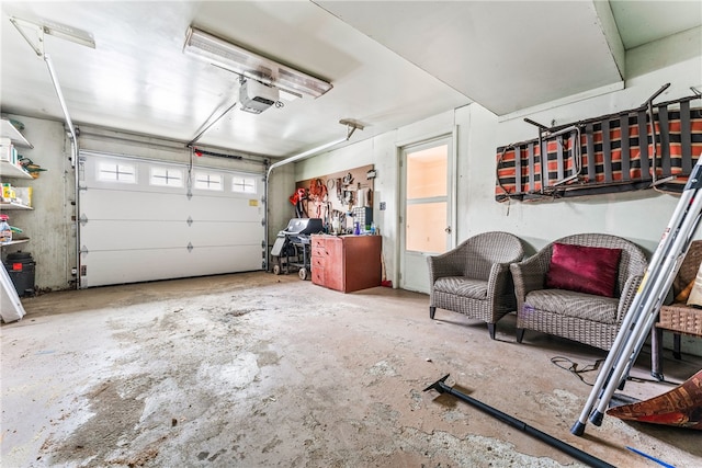 garage with a garage door opener