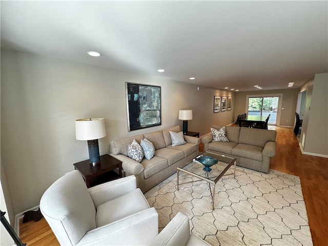 living room featuring light wood-type flooring