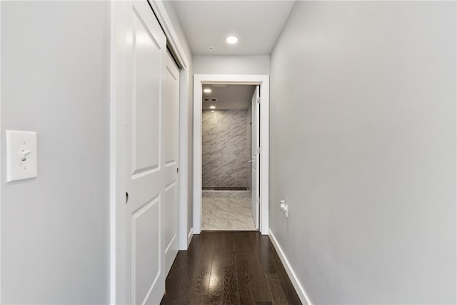 hall featuring dark hardwood / wood-style floors