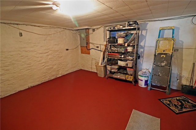 basement with electric panel