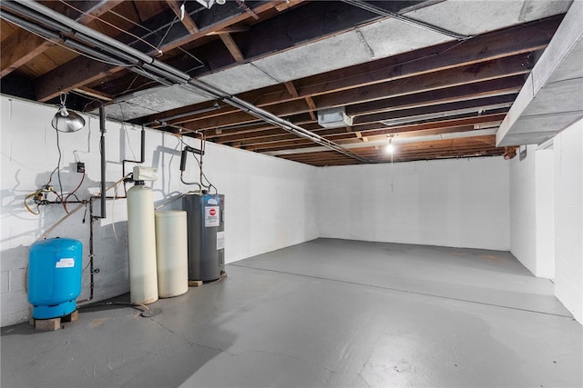 basement with electric water heater