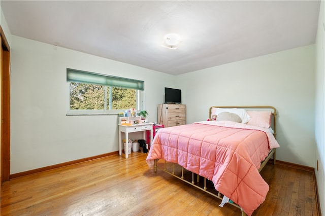 bedroom with hardwood / wood-style floors